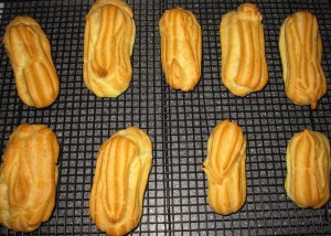 cool eclairs on a rack