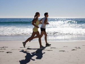 running on beach